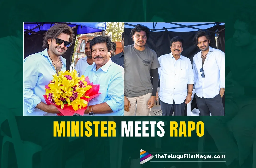 Minister Kandula Durgesh graces sets of Ram Pothineni's film in Rajahmundry